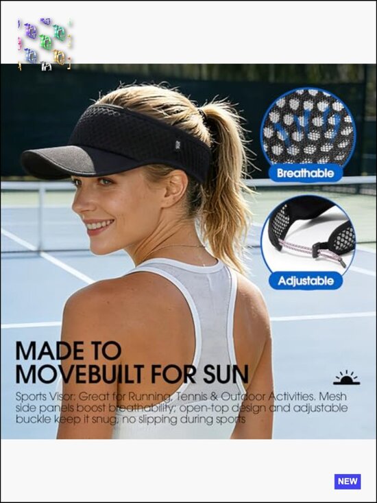 Wide Brim Sun Visor Hat - Quick Dry Adjustable Unisex Golf Tennis Pickleball main image 5